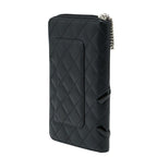 Chanel Cambon Line CC Logo Zip Around Wallet Black Leather Enamel — view 2