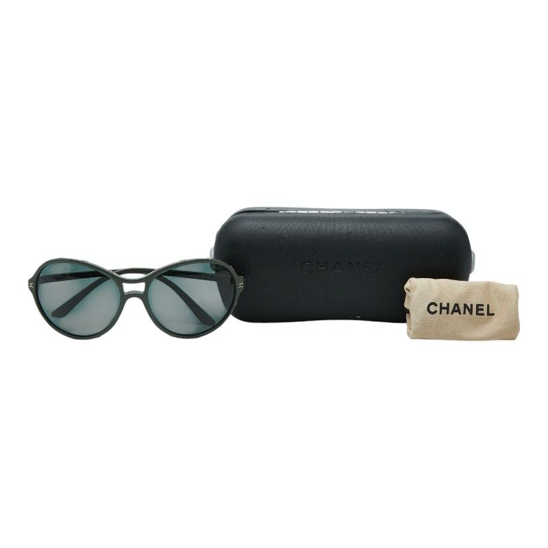 Chanel CC Logo Sunglasses Frame Green Acetate Eyewear — view 6