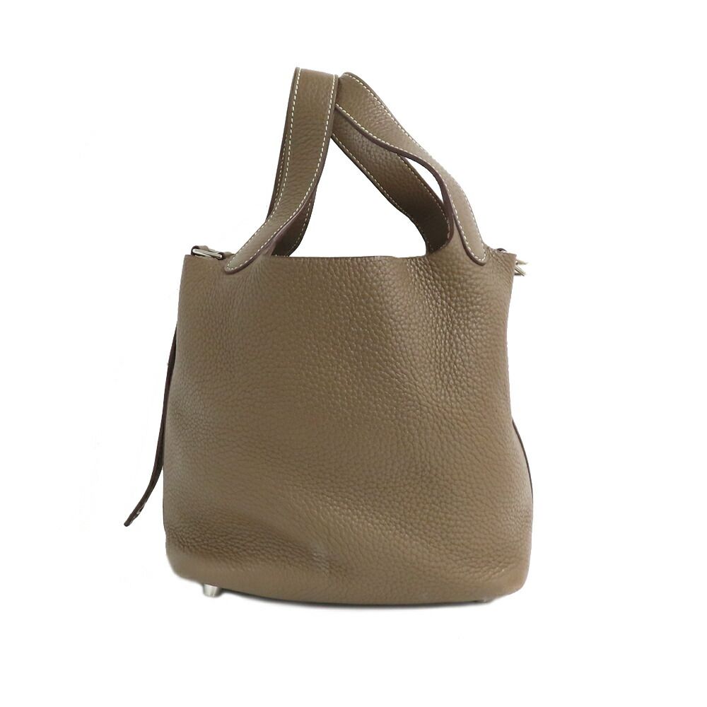 Hermes Picotin Lock PM 18 Etoupe Taurillon Clemence Silver Handbag — view 4