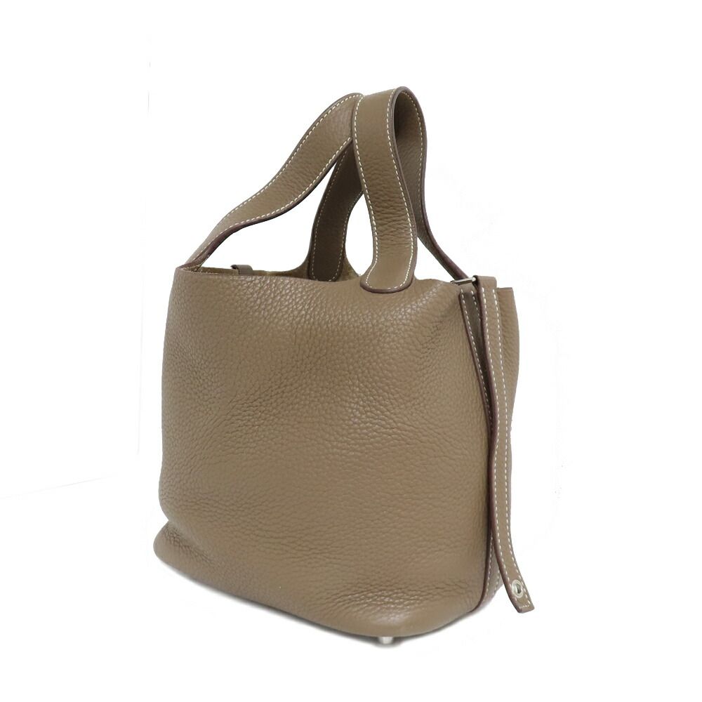 Hermes Picotin Lock PM 18 Etoupe Taurillon Clemence Silver Handbag — view 2