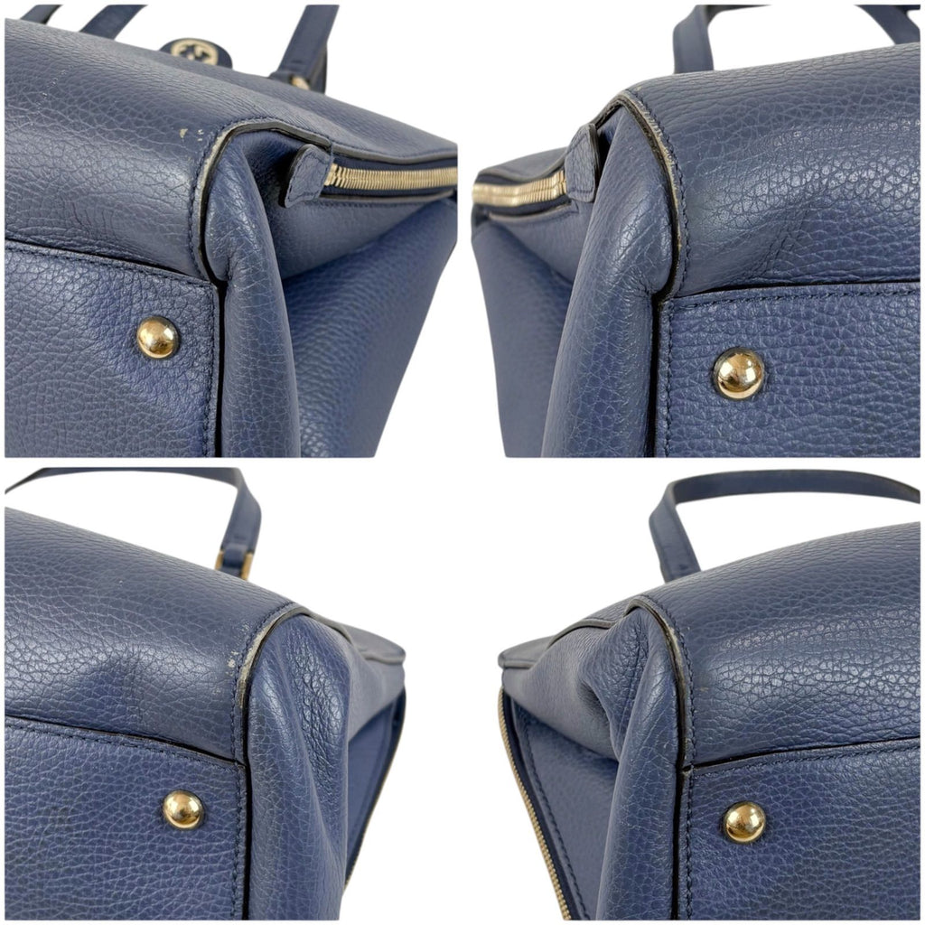 Gucci Handbag Leather Blue Tote with Interlocking Charm — view 5