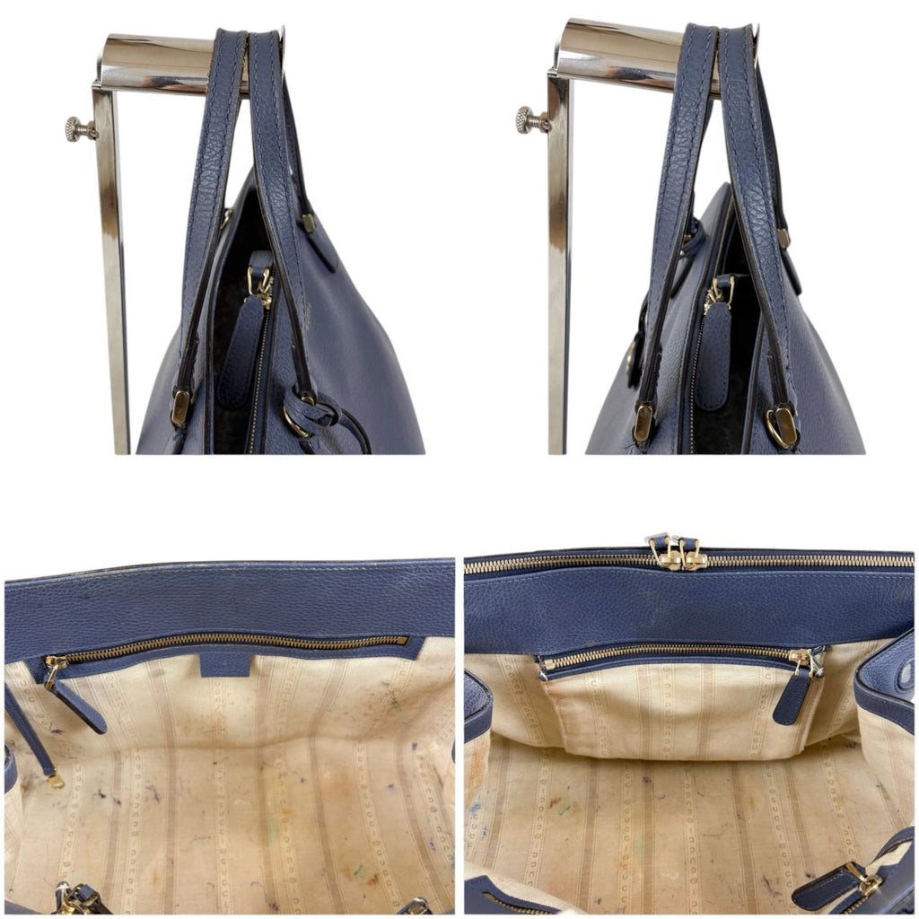 Gucci Handbag Leather Blue Tote with Interlocking Charm — view 6