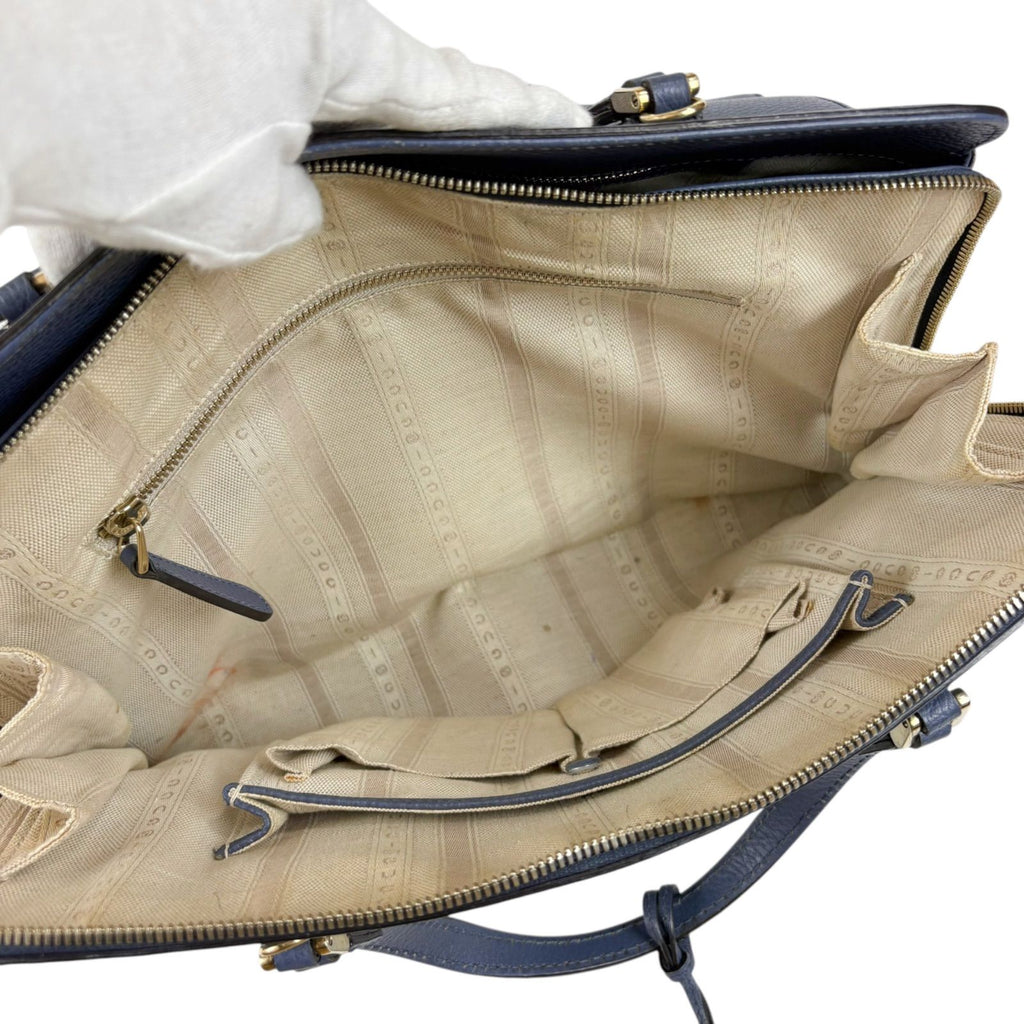 Gucci Handbag Leather Blue Tote with Interlocking Charm — view 9