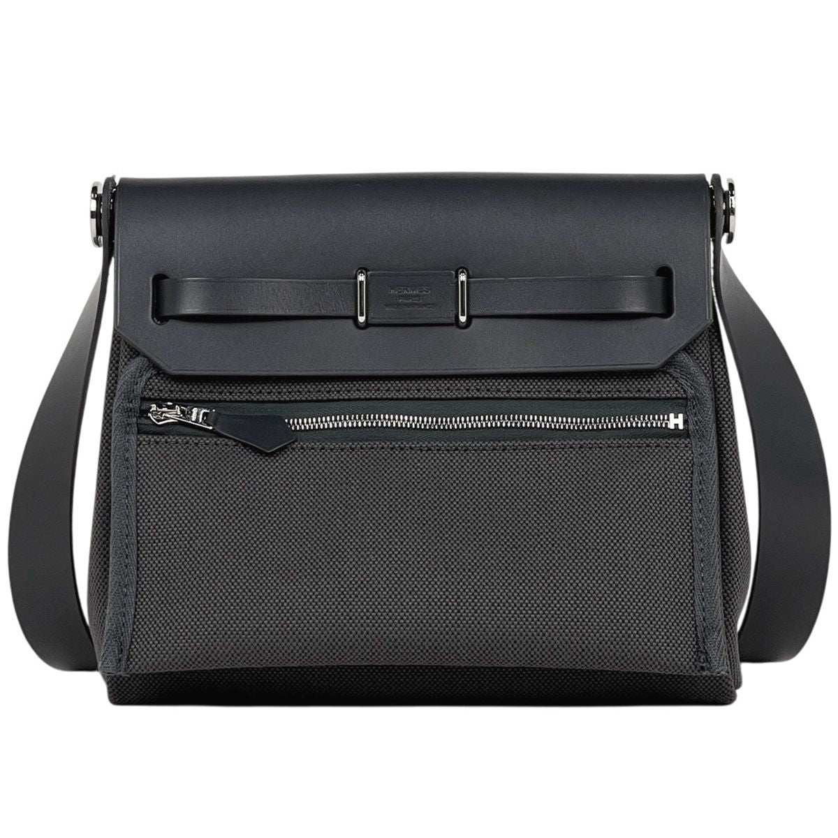 Hermes Herbag Zip 20 Toile Hunter Shoulder Bag Canvas Gray — view 3