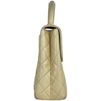 Chanel CC Logo Handbag Quilted Leather Beige — view 4