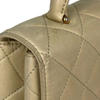 Chanel CC Logo Handbag Quilted Leather Beige — view 8