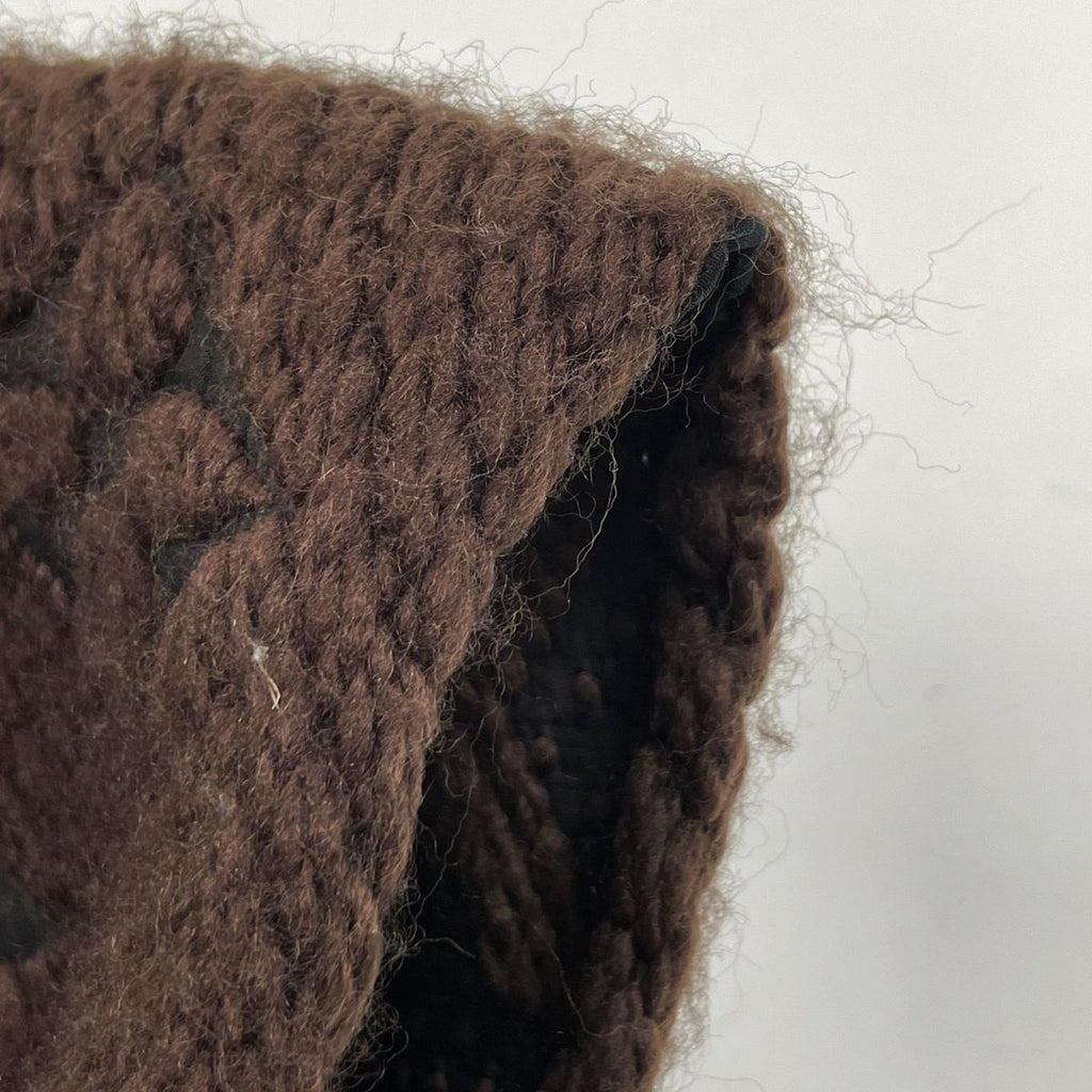 Louis Vuitton Echarpe Logo Mania Fringe Scarf Wool Silk Brown — view 4
