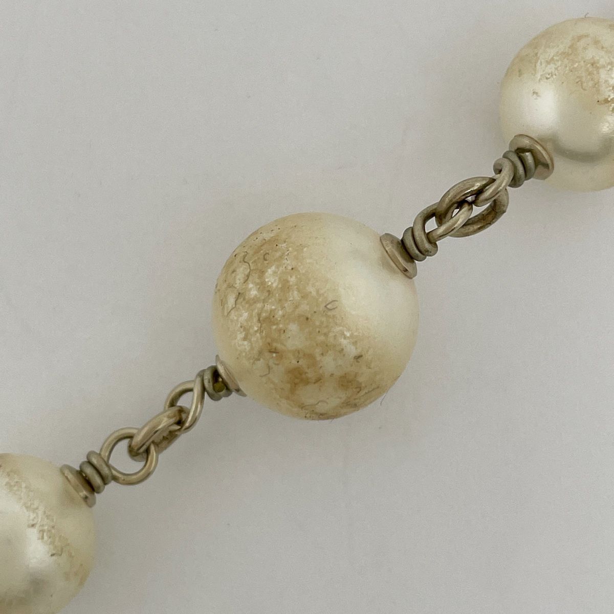 Chanel CC Logo Faux Pearl Necklace White Gold — view 5