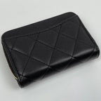 Chanel CC Logo Zip Around Coin Case Quilted Leather Black — view 2