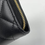 Chanel CC Logo Zip Around Coin Case Quilted Leather Black — view 3
