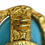 Chanel Faux Pearl Earrings Gripoix Blue Green Gold — view 6