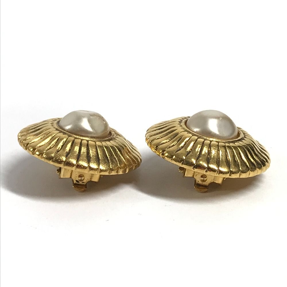 Chanel Earrings Faux Pearl Metal Gold — view 3