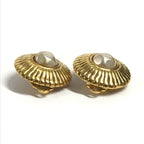 Chanel Earrings Faux Pearl Metal Gold — view 4