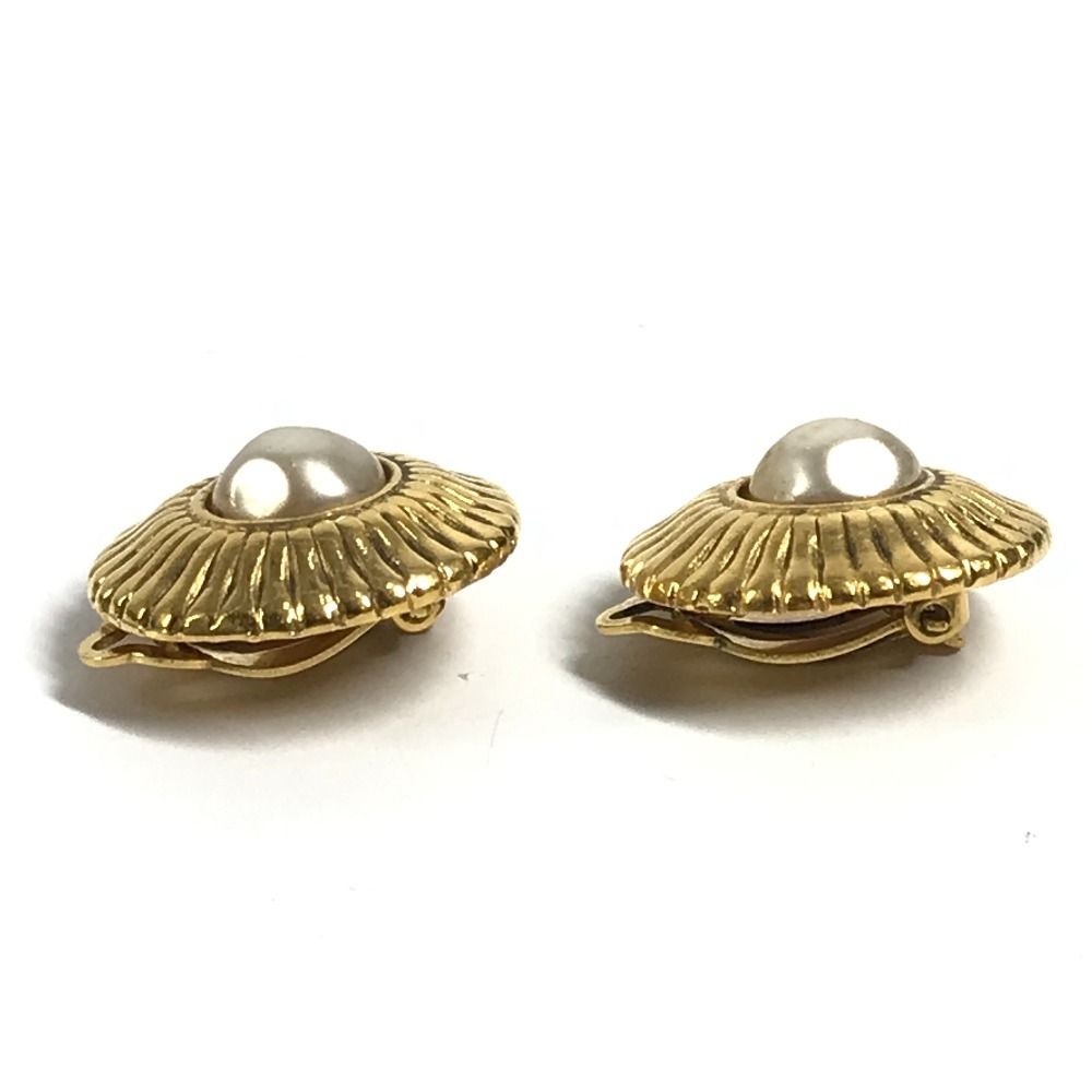 Chanel Earrings Faux Pearl Metal Gold — view 5