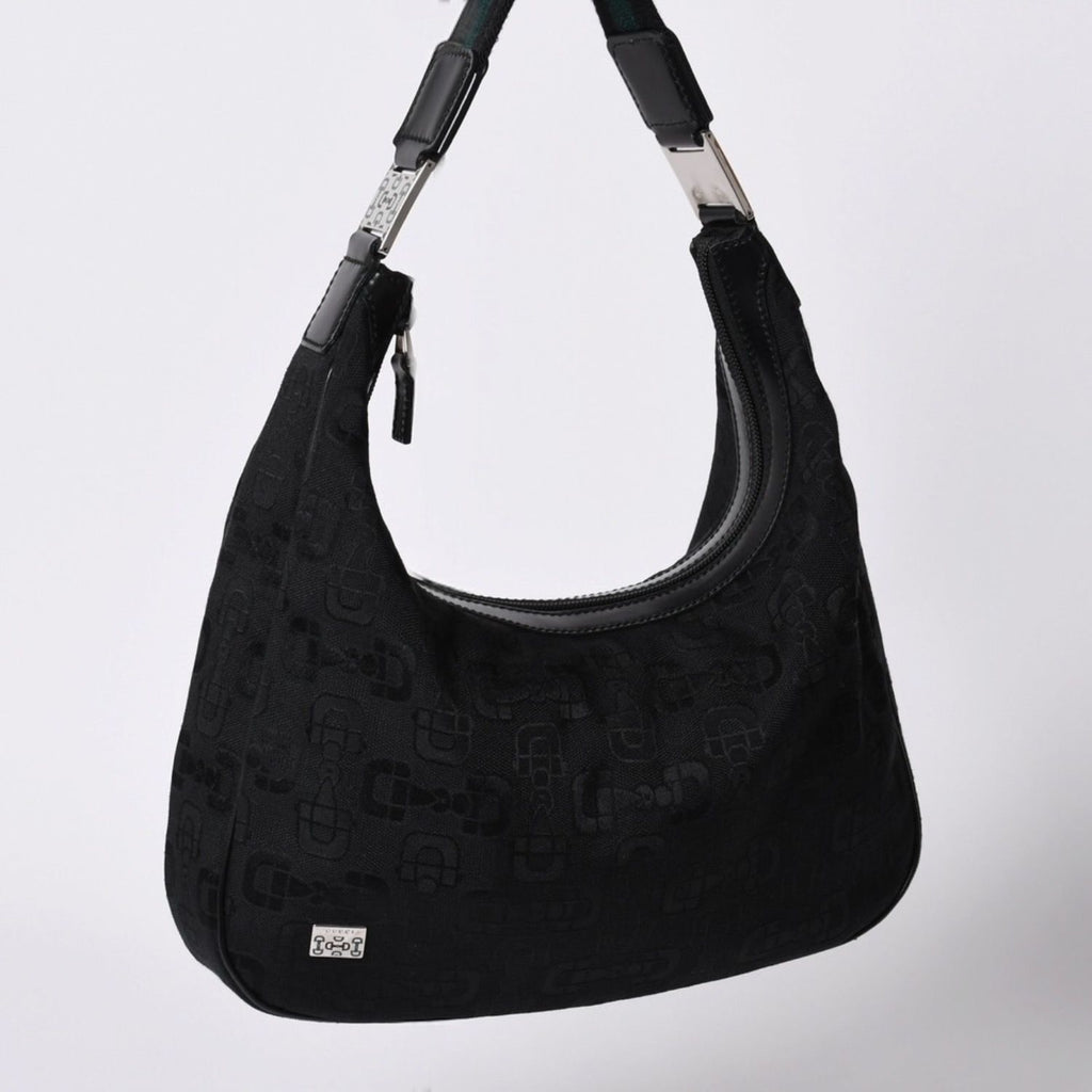 Gucci Hobo Handbag Canvas Sherry Line Black — view 3