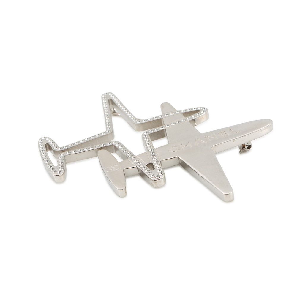 Chanel Brooch CC Logo Airplane Motif Rhinestone — view 2