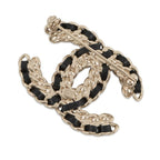 Chanel Brooch CC Logo Rhinestone Leather — view 3