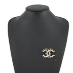 Chanel Brooch CC Logo Rhinestone Leather — view 4