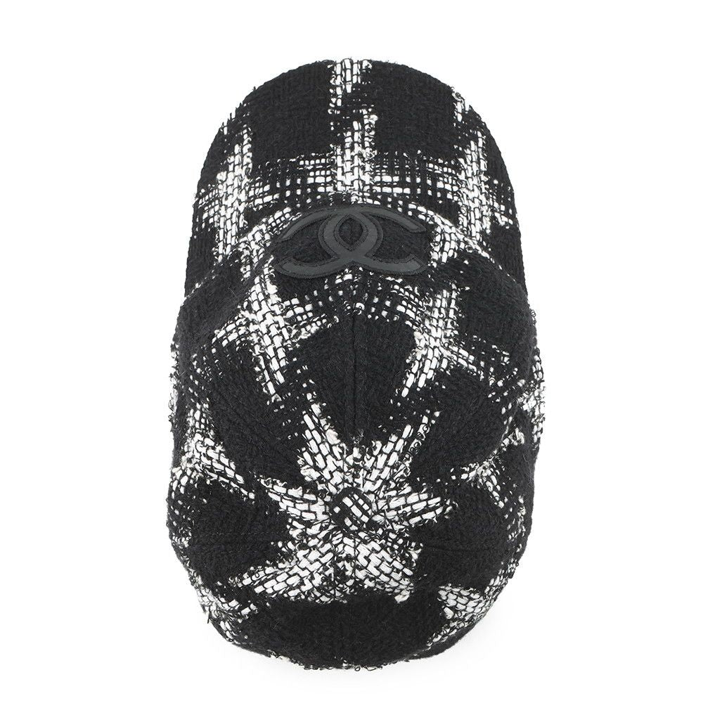 Chanel Cap CC Logo Tweed Cotton M Hat Black — view 4