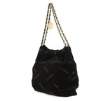 Chanel Chain Shoulder Bag 22 Quilted Small Velour Sequin Black with Pouch — view 2