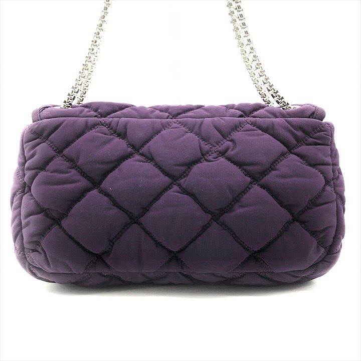 Chanel CC Logo Quilted Bubble Quilt Canvas Fabric Full Flap Chain Shoulder Bag — view 2