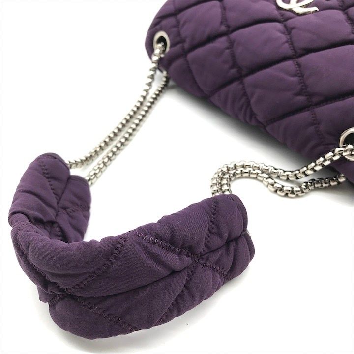 Chanel CC Logo Quilted Bubble Quilt Canvas Fabric Full Flap Chain Shoulder Bag — view 6