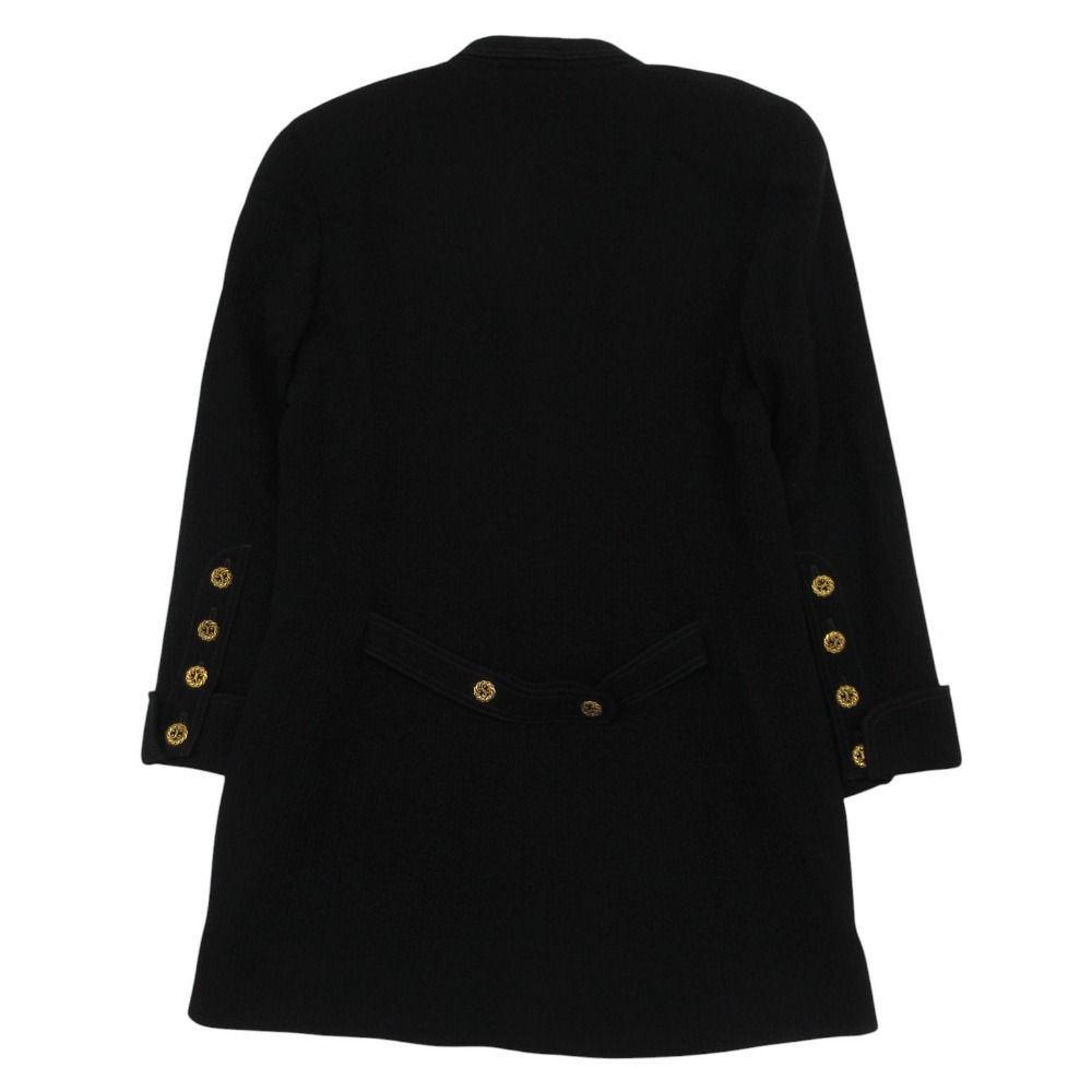 Chanel Vintage Suit Set Rib Stripe Gold Button Skirt Shawl Collar Knee Length — view 3