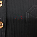 Chanel Vintage Suit Set Rib Stripe Gold Button Skirt Shawl Collar Knee Length — view 6