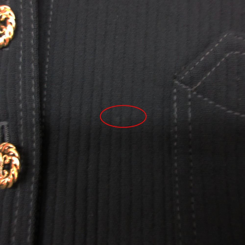 Chanel Vintage Suit Set Rib Stripe Gold Button Skirt Shawl Collar Knee Length — view 6