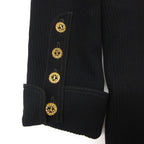 Chanel Vintage Suit Set Rib Stripe Gold Button Skirt Shawl Collar Knee Length — view 7