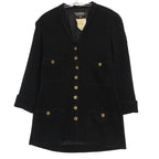 Chanel Vintage Suit Set Rib Stripe Gold Button Skirt Shawl Collar Knee Length — view 2