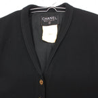 Chanel Vintage Suit Set Rib Stripe Gold Button Skirt Shawl Collar Knee Length — view 4