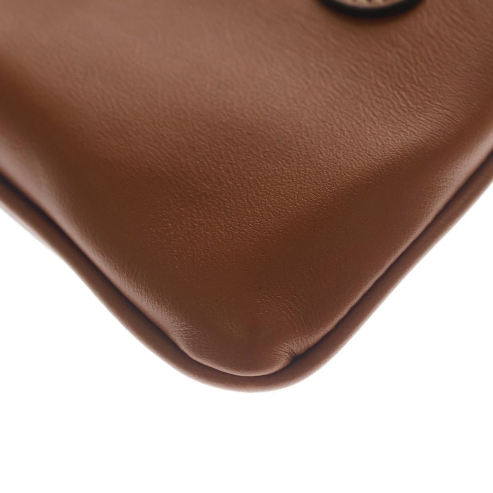 Celine Triomphe Cuir White Stitch Phone Pouch Mini Shoulder Bag Brown Leather — view 6