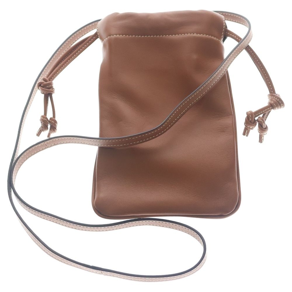 Celine Triomphe Cuir White Stitch Phone Pouch Mini Shoulder Bag Brown Leather — view 2