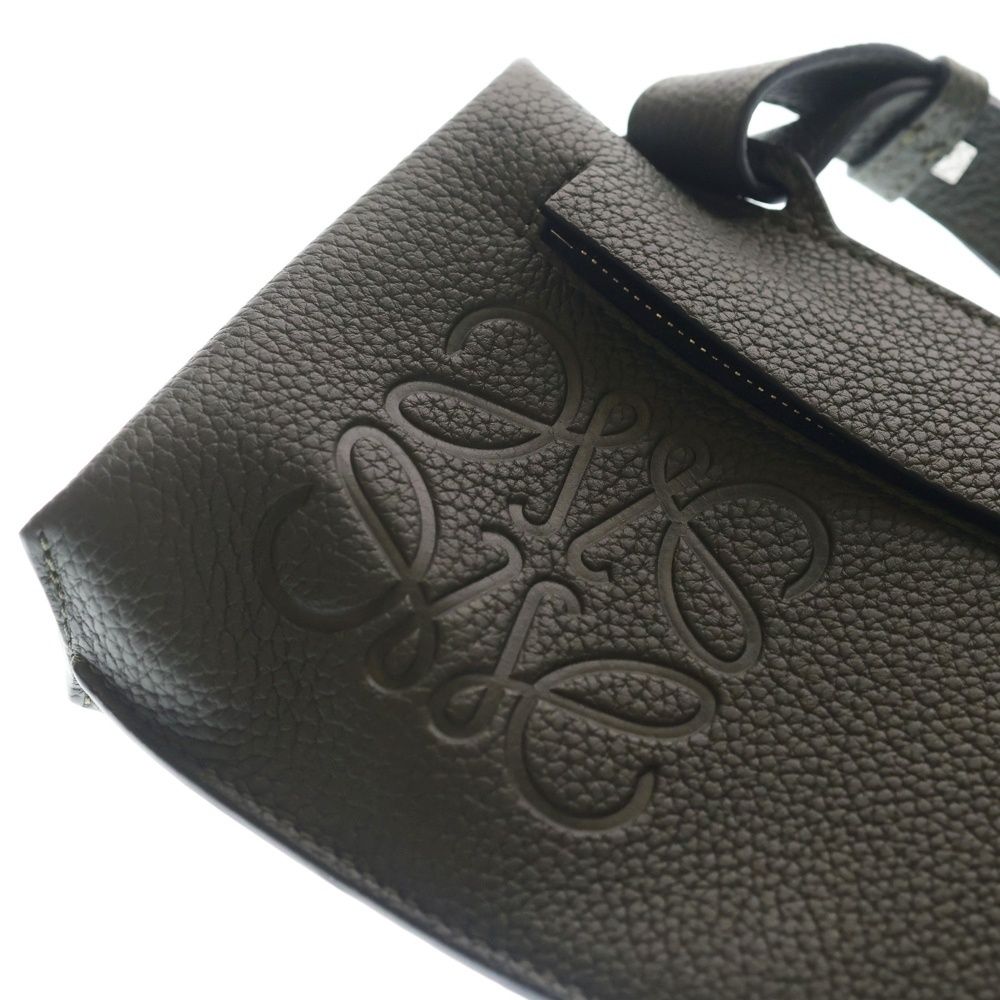 Loewe Vertical T-pocket Mini Shoulder Bag Khaki Green Leather Silver — view 5