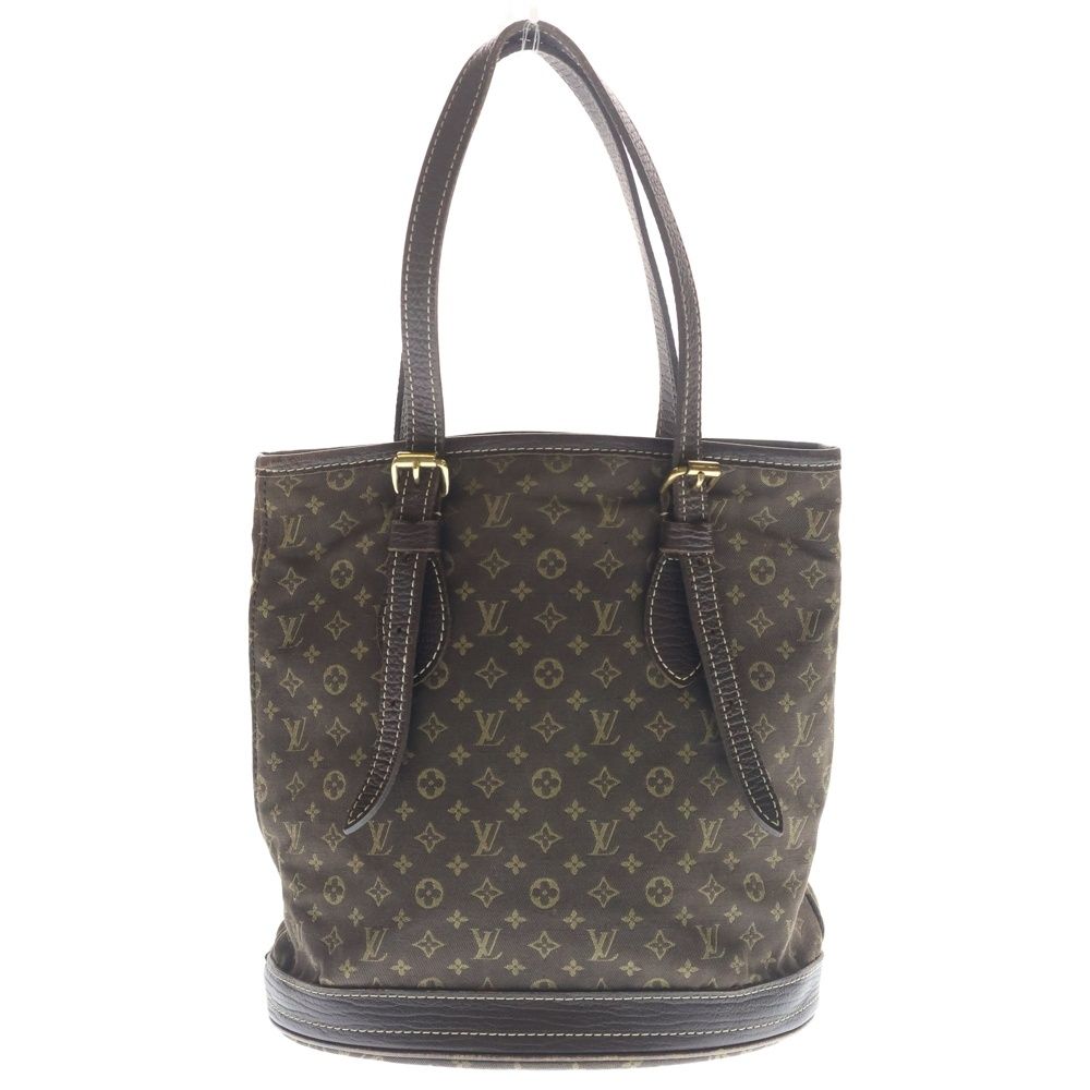 Louis Vuitton Monogram Mini Bucket PM Tote Brown Leather Canvas Gold — view 2
