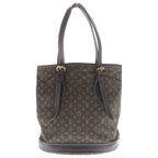 Louis Vuitton Monogram Mini Bucket PM Tote Brown Leather Canvas Gold — view 2