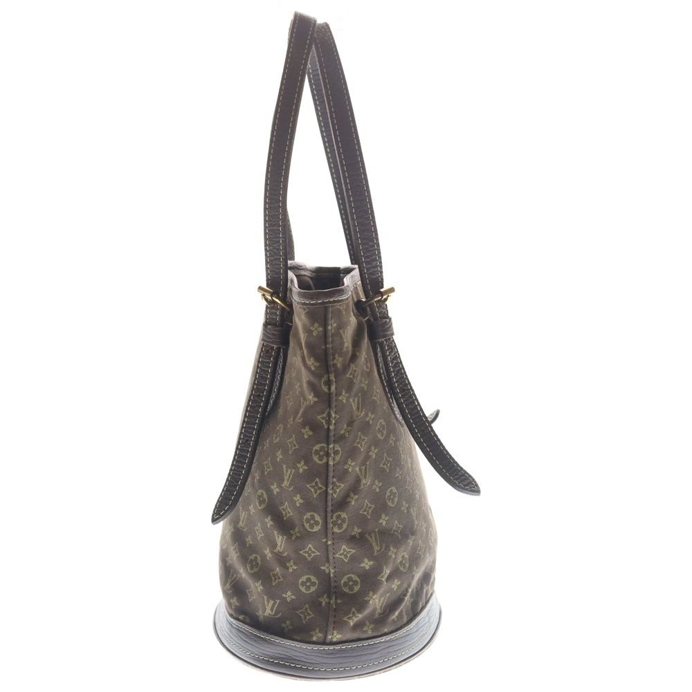 Louis Vuitton Monogram Mini Bucket PM Tote Brown Leather Canvas Gold — view 3