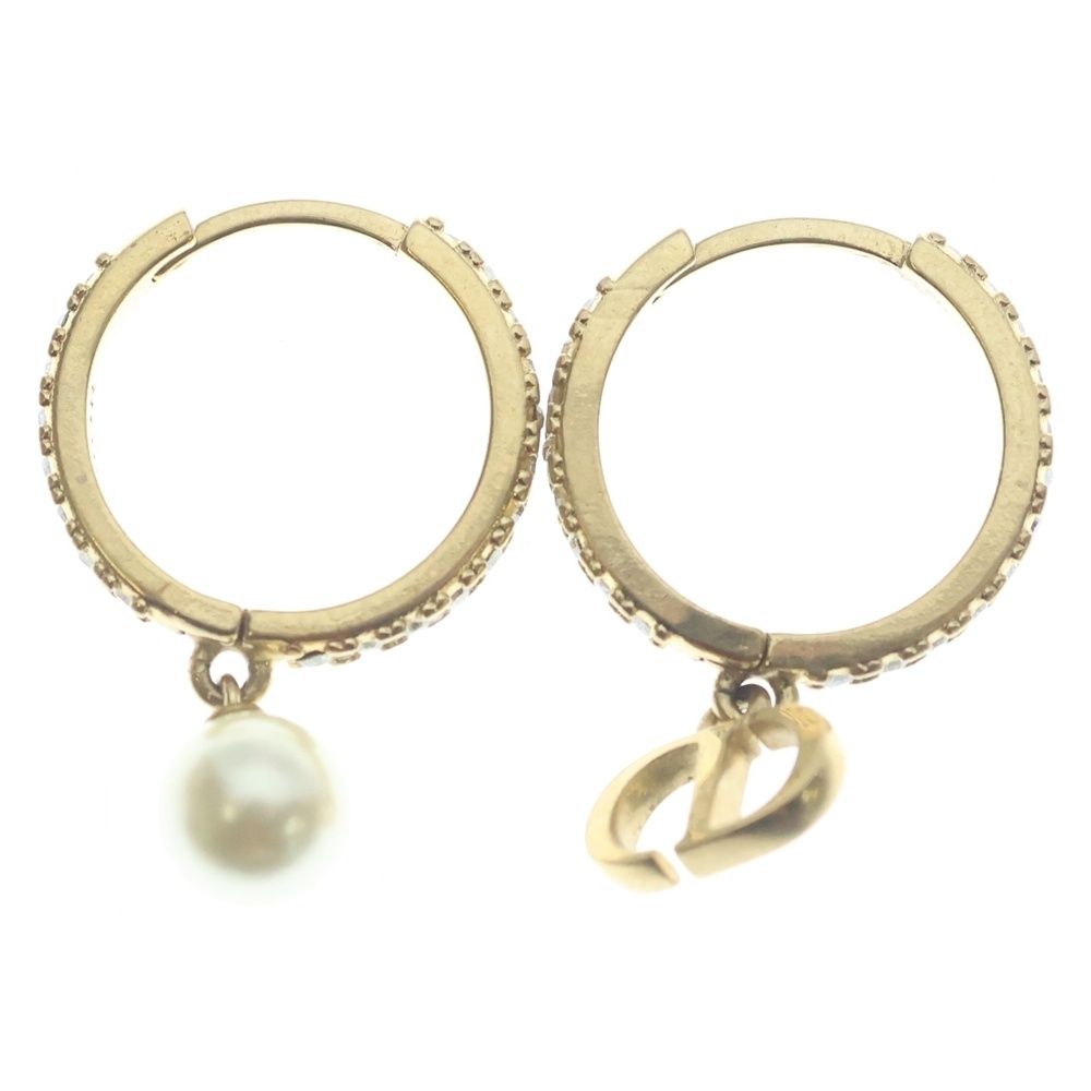 Dior CD Logo Rhinestone Earrings Gold — view 2