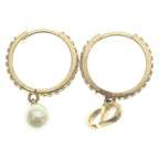 Dior CD Logo Rhinestone Earrings Gold — view 2