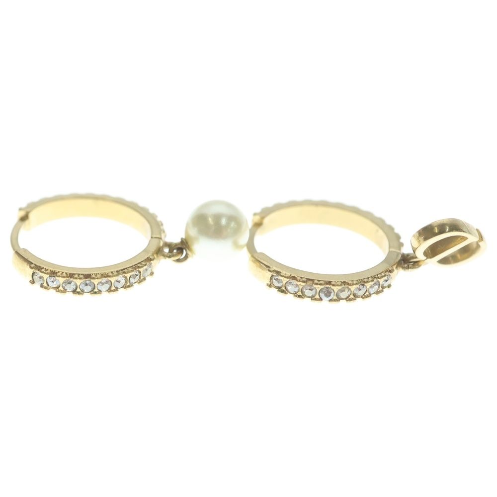 Dior CD Logo Rhinestone Earrings Gold — view 4