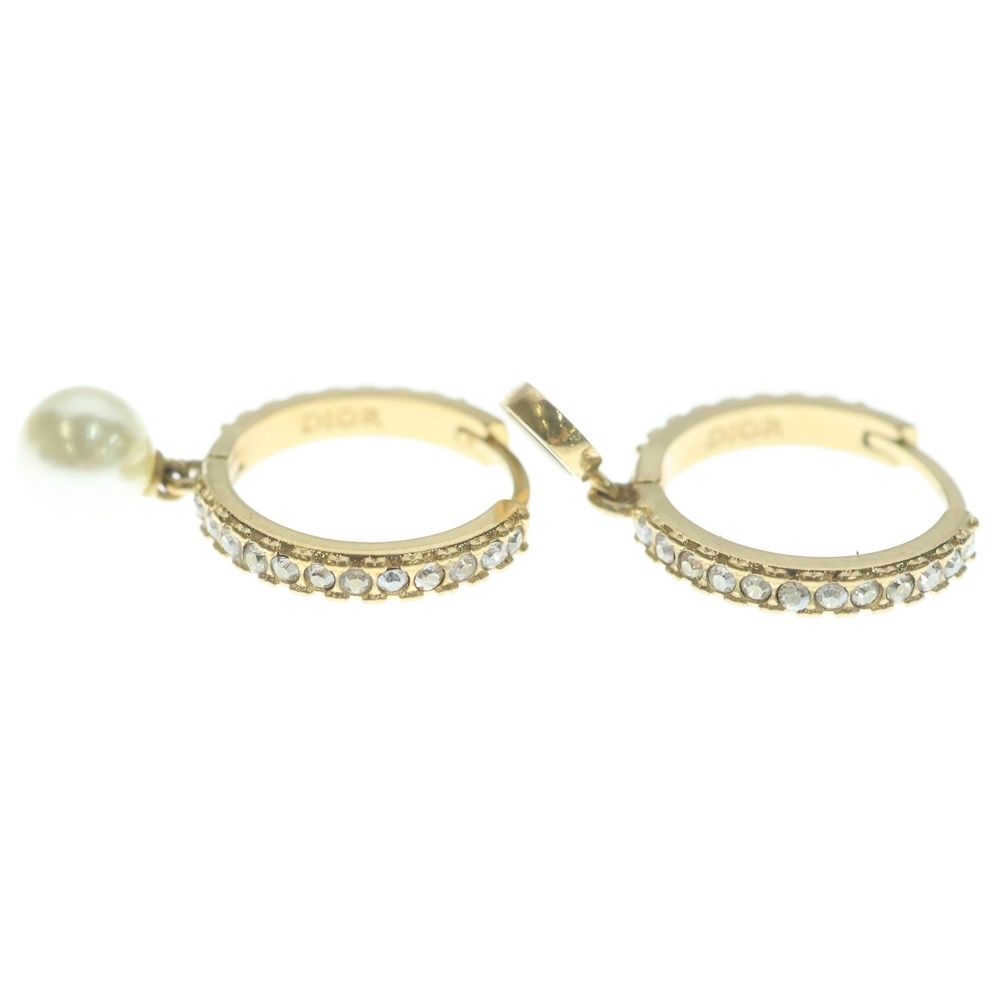Dior CD Logo Rhinestone Earrings Gold — view 3