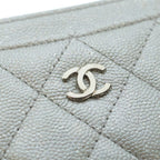 Chanel CC Logo Card Case Business Holder Silver Caviar Leather — view 4