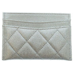 Chanel CC Logo Card Case Business Holder Silver Caviar Leather — view 2