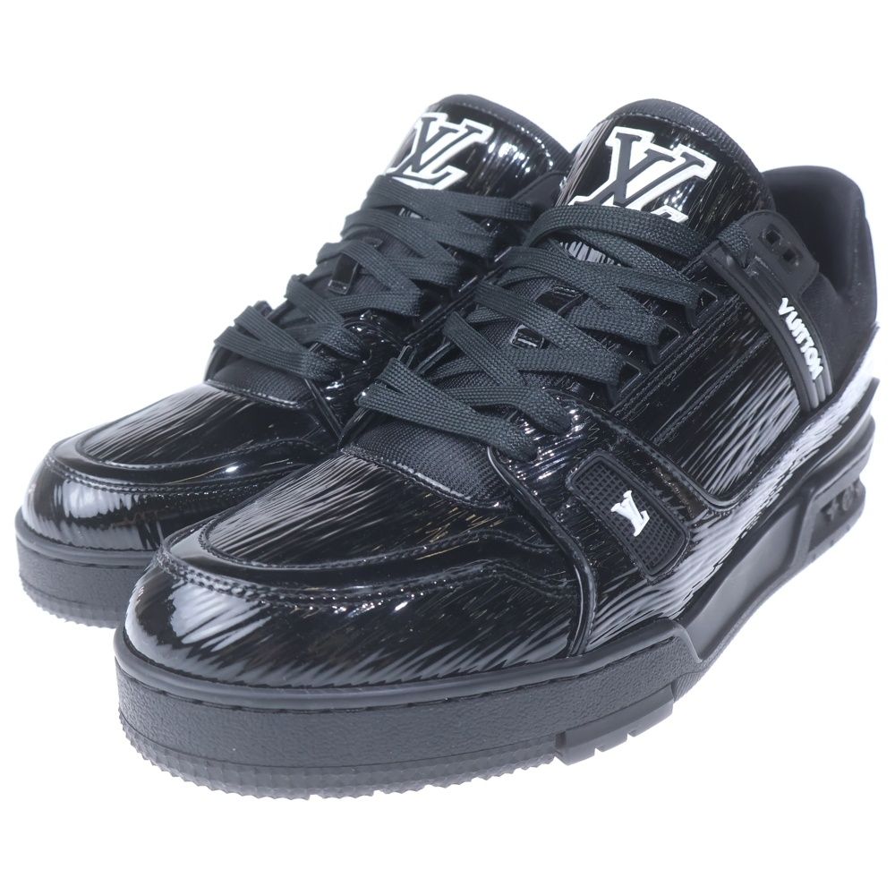 Louis Vuitton LV Trainers Epi Patent Leather Low Cut Sneakers Black — view 2