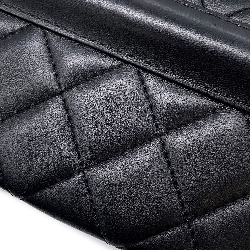 Chanel Shoulder Bag Quilted Mini Logo Ball Lambskin Black — view 8