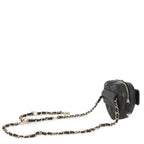 Chanel Chain Waist Bag Quilted Heart CC Logo Lambskin Black — view 2