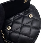 Chanel Chain Waist Bag Quilted Heart CC Logo Lambskin Black — view 9