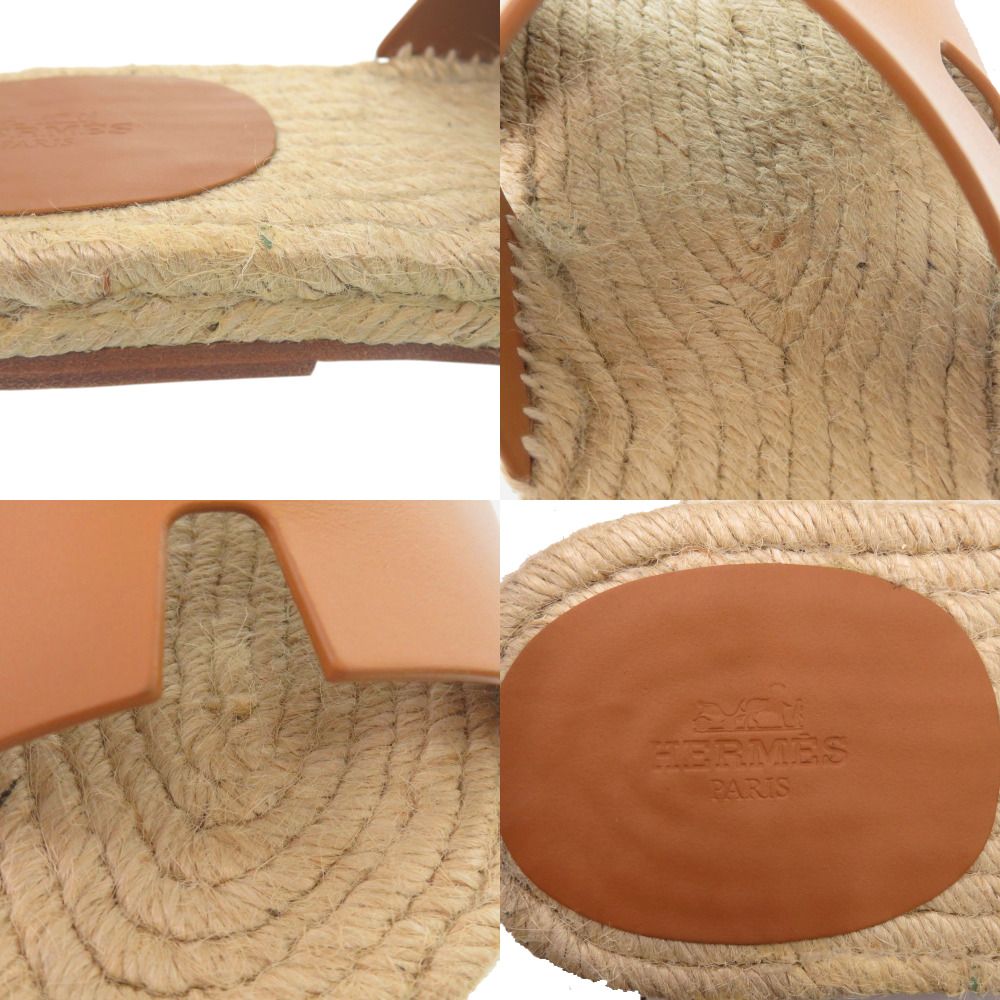 Hermes Espadrilles Antigua 42) Calf Leather Natural Brown Sandals Shoes — view 9