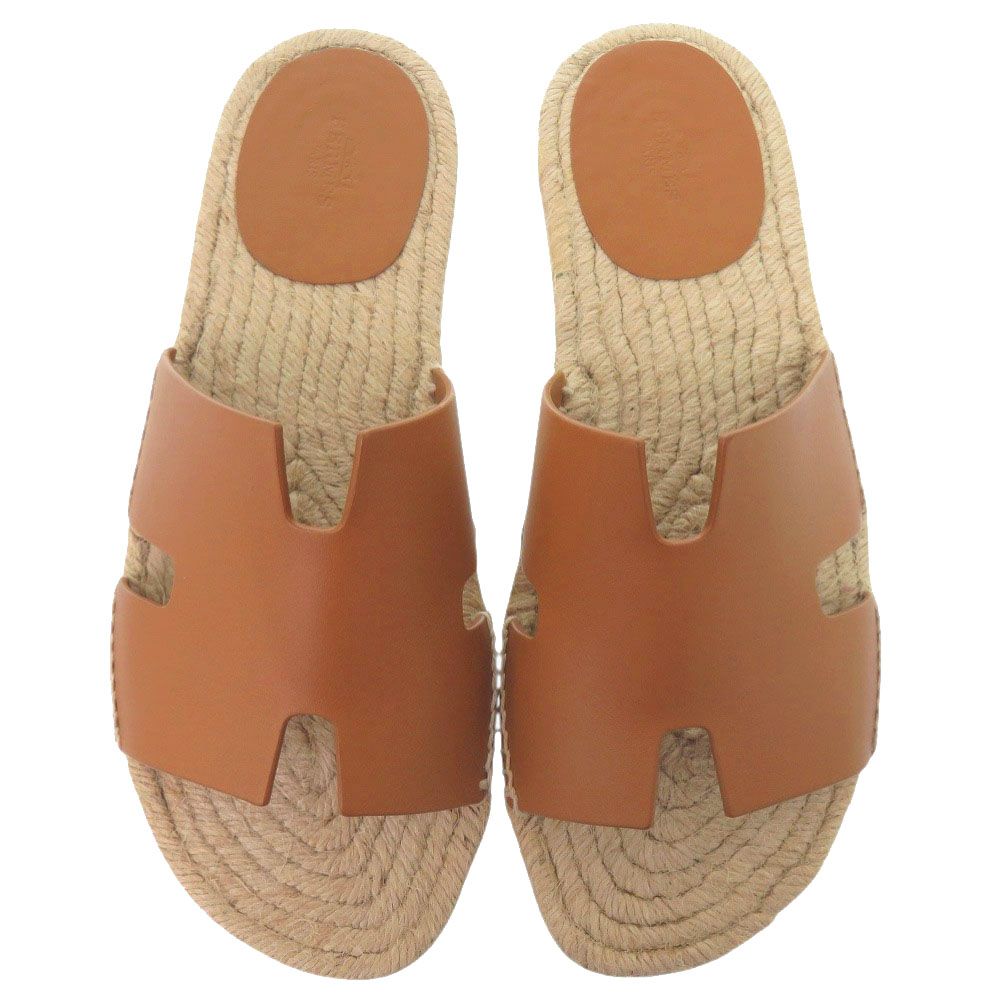 Hermes Espadrilles Antigua 42) Calf Leather Natural Brown Sandals Shoes — view 2